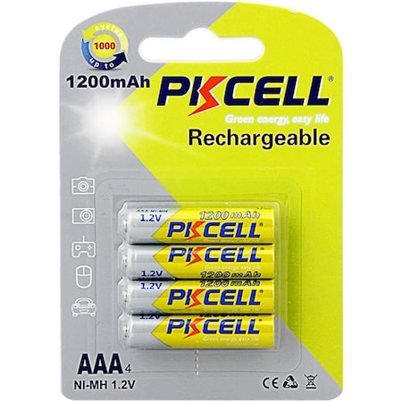 Pkcell 1.2V Rechargeable AAA Battery with 1200 mAh, 4PK PK130272